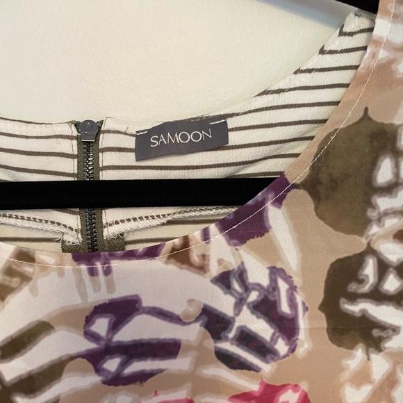 SAMOON pattern t shirt with tie up sleeves - Picture 2 of 4